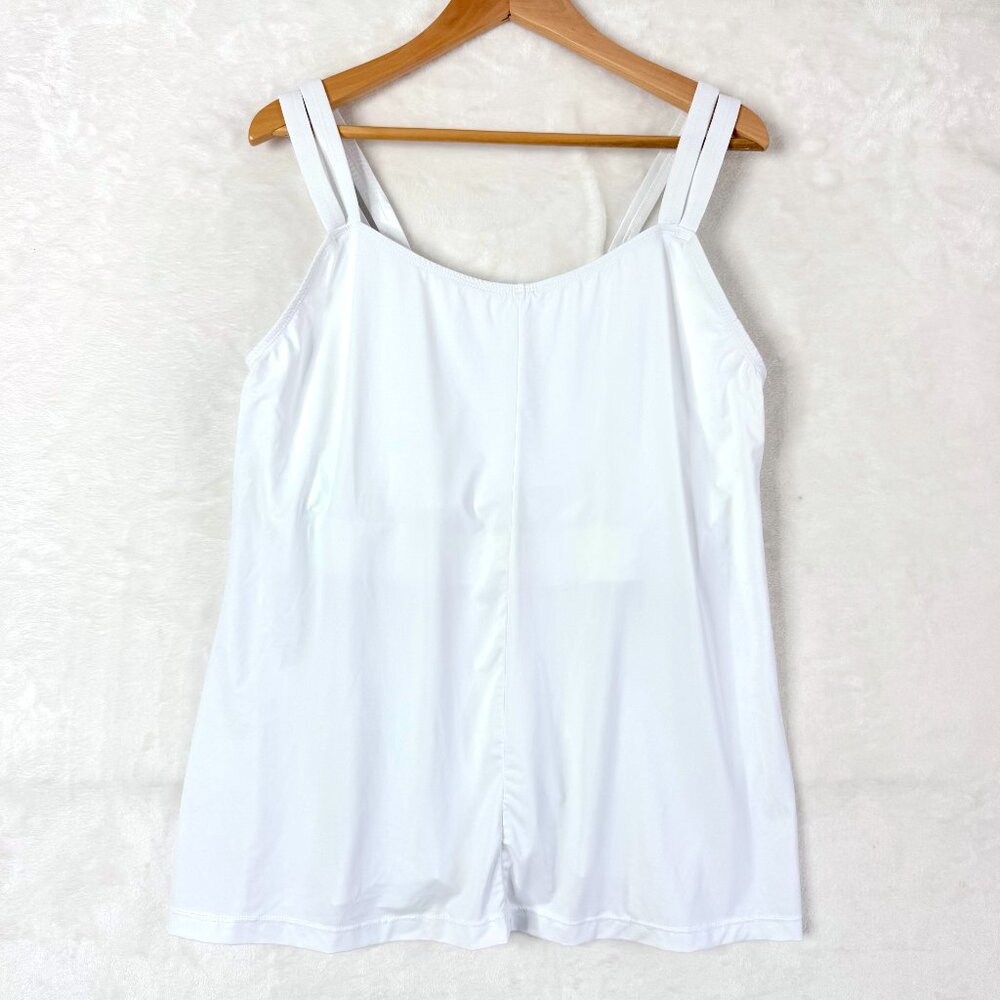Juno Active Sleeveless Pullover Stretch Double Strap Tank Top Womens 1X White